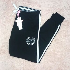 ROMA CONCEPT Black Jogger Sweatpants with white stripes